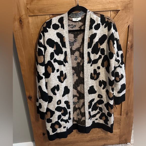 Entro Black and Brown Leopard Print Cardigan- Medium - Picture 2 of 5